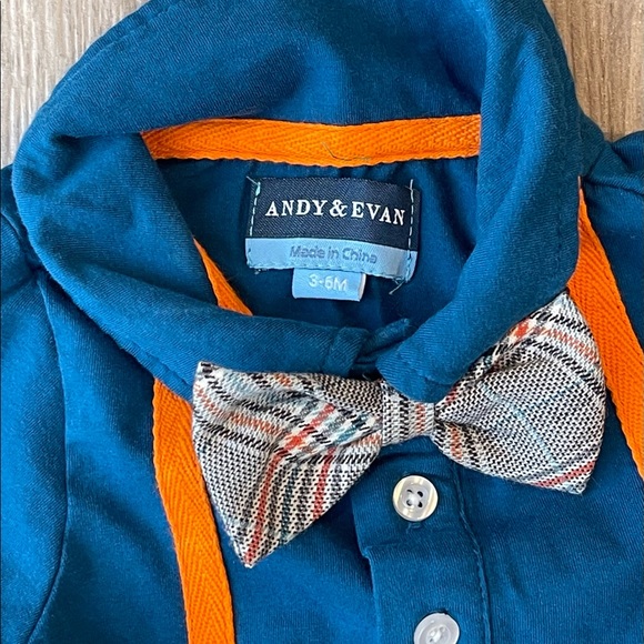 Adorable Andy and Evan Bowtie/suspenders onesie  3-6 months - Picture 3 of 4